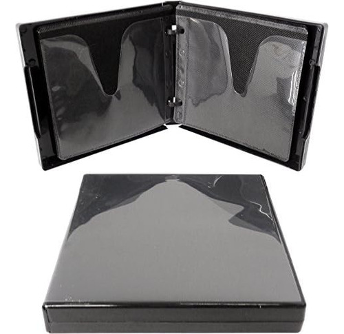 (1) Black 12-disc Capacity Cd Dvd 2-ring Album Wallet B...