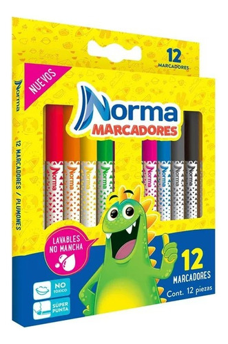 12 Marcadores Lavables Norma Super Punta