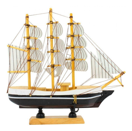 Miniatura Veleiro Madeira Preto 21cm - Acabamento Ótimo