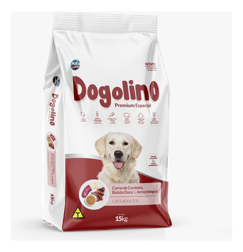 Ração Premium Especial Cães Adultos Cordeiro Dogolino 15kg