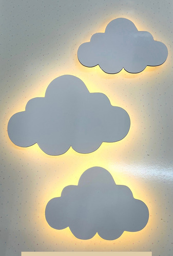Kit Com 3 Pcs De Nuvem Com Led Luminária Quarto De Bebe