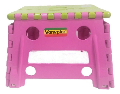 Butaquito Plegable Pequeño Plástico Antideslizante Vanyplas Color Rosa/verde