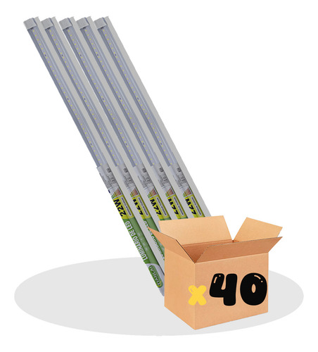 Pack De 40 Lámparas Led De Techo Tipo Regleta 22 Watts Luz Blanca Fría 1300lm Temperatura De Color 6500k