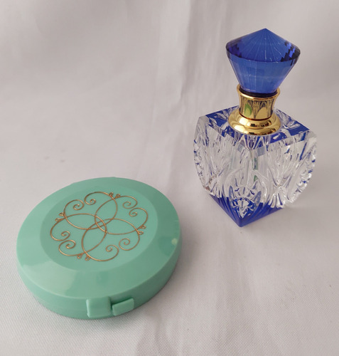Perfumero  Cristal Y Polvera Harem Vintage