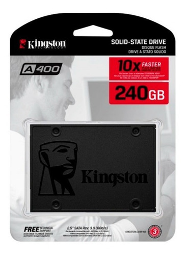 Imagen 1 de 5 de Ssd 240gb Kingston Sa400s37/240g 2.5 Pc Y Lap Estado Solido