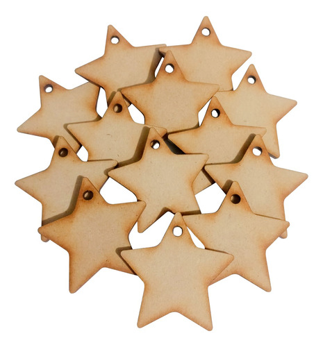 Estrella De 5cm Con Orificio Mdf 3mm Ideal Llavero Pack X100