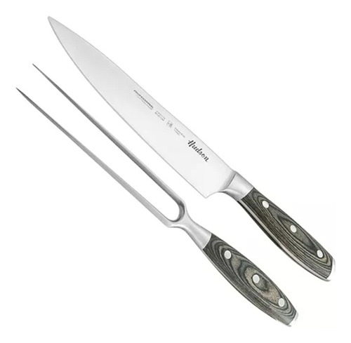 Set Cuchillo Tenedor Asado  2pzs Hudson Acero Cuchilla Caja