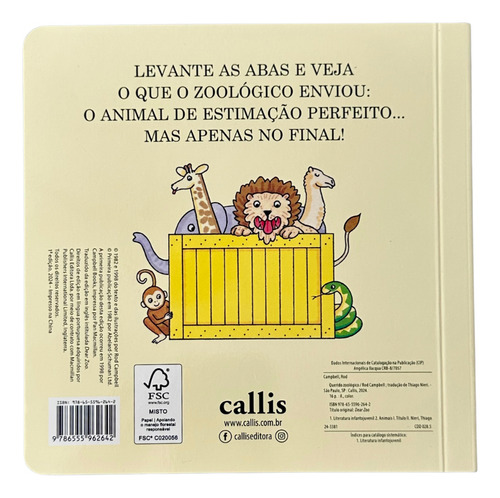 Querido Zoológico - Um Clássico Infantil Com Abas Interativas Para Pequenos Leitores, De Campbell, Rod. Livro Infantil, Vol. 1. Editorial Callis, Capa Dura, Edição 1 Em Português, 2025