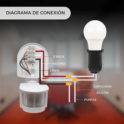 Sensor Movimiento Infrarrojo Para Exterior 180° Ajuste Distancia 12m Ip44 Para Techo O Pared Fácil Instalación Ideal Para Focos Led, Fluorescentes O Halógenos Illux Se-2101
