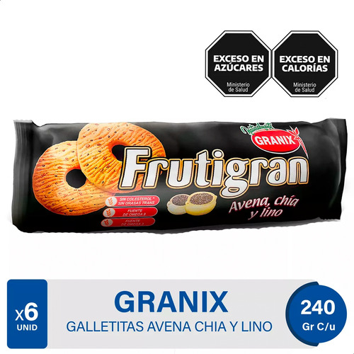 Galletitas Frutigran Avena Chia Y Lino Granix - X6 Paquetes