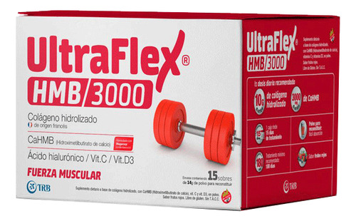Ultraflex Hmb 3000 Colageno En Polvo 15 Sobres De 14g Sabor Frutos Rojos TRB Pharma