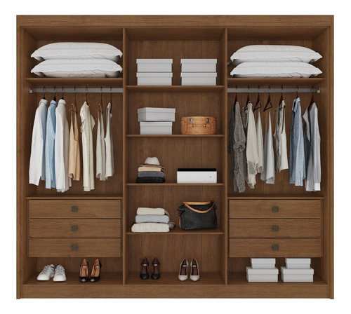 Guarda Roupa Casal 6 Portas Ripadas Portugal Cacau Fg