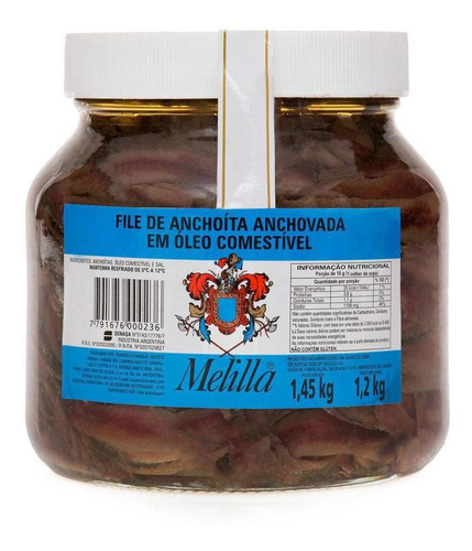 Filé De Anchovas Melilla (aliche) 1,2kg - Rótulo Azul