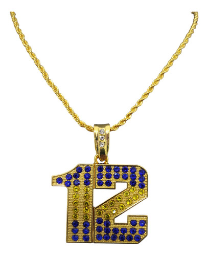 Dije Drip Boca Juniors Numero 12 Simil Diamantes Oro Plata