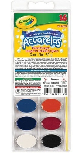Acuarela Con 16 Colores Y 1 Pincel Base Agua Crayola