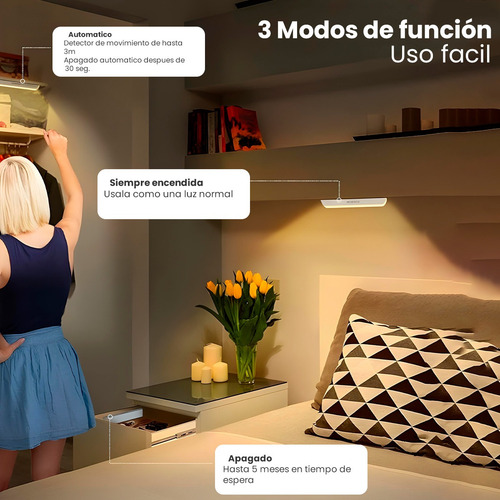 2 Lámparas Led Recargables Con Sensor De Movimiento Blanco