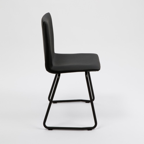 Imagen 5 de 8 de Silla De Comedor Tapizada Diseño Quina Base Negra Rossi