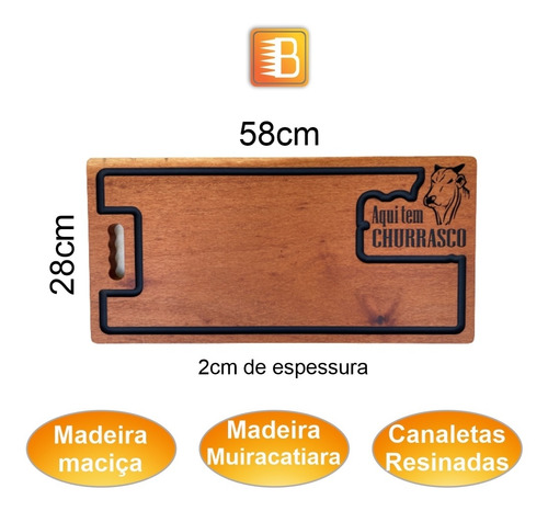 Imagem 2 de 4 de Tabua De Carne Churrasco Madeira Top Muiracatiara Premium