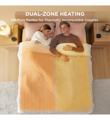Manta Eléctrica Bedsure King Size Con Doble Control, Color C
