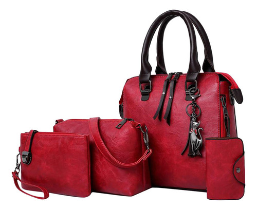 4 Unids / Set Bolsos De Moda Para Mujer, Bolso De Hombro,