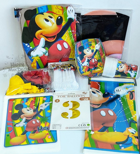 Kit Decoración Infantil Mickey Mouse, Para 12 Personas.