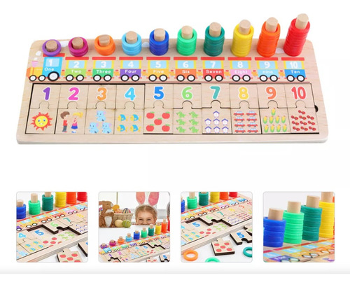 Tablero Montessori Numérico Domino Didáctico Madera -463