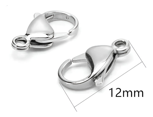 Mosqueton Gancho 12mm Niquel Acero Quirurgico Bijou Pulseras