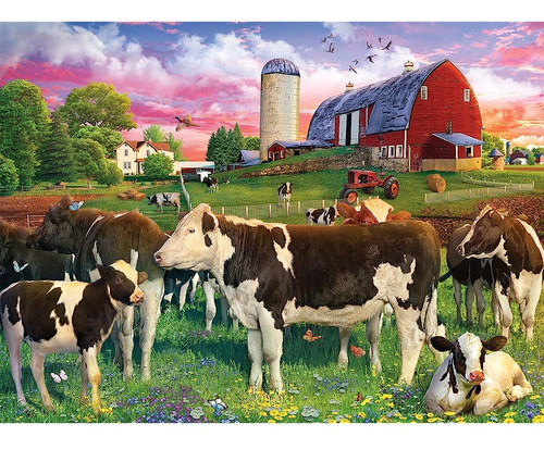 Juegos De Búfalos - Cavorting Cows - 1000 Piece Jigsaw Puzzl