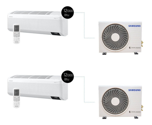 Kit 2 Ar Condicionados 12.000 Btu Windfree Quente E Frio Cor Branco 220V