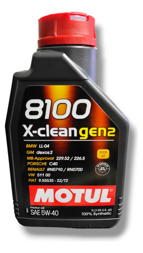 Aceite Motul 8100 X-clean Gen2 5w40 Full Sintético 