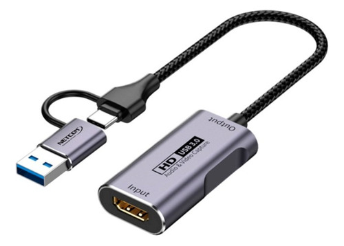 Capturador De Video Hdmi Vía Usb-a Y Usb-c 3.0 Netcom 4k