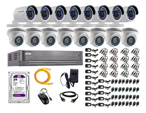 Kit 16 Camaras De Seguridad Hikvision Hd 720p Disco 2tb