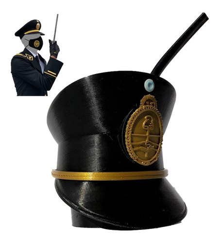 Mate En Forma Gorro Plato De Policía Con Bombilla