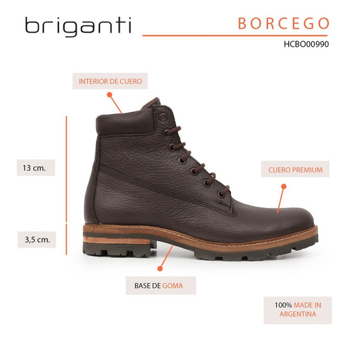 Imagen 6 de 10 de Borcego Hombre Cuero Briganti Botas Botitas Zapato Hcbo00990