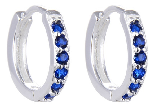 Aros Argollas Plata 925 Cubic Azul (ki2010)