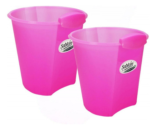 2 Pack Bote De Basura Redondo 13l Con Asa Color Rosa