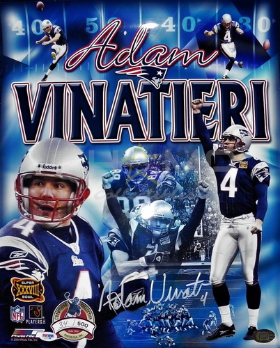 Poster Firmado Adam Vinatieri New England Patriots Autografo