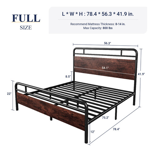 Base De Cama Matrimonial Con Cabecera Y Almacenamiento Mader