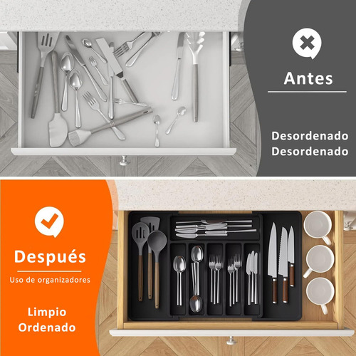 Bb 8 Divisores Organizador De Cubiertos, Expandible Bandeja