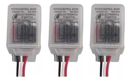 Fotocontrol Fotocelula 600w Universal Led 3 Cables | Pack X3