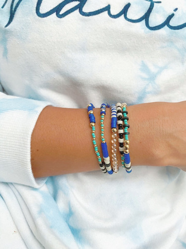 Imagen 2 de 5 de Strap Cadena Azul Baño De Oro Para Lentes Y Mascarilla