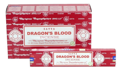 Sahumerios Satya Nag Champa - 10 Unidades Fragancia DRAGON´S BLOOD