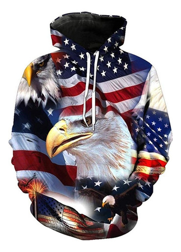 Hx Impresión 3d American Usa Bandera Águila Jersey Sudaderas