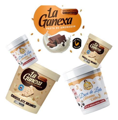 Kit 2 Pasta La Ganexa 450g Chocolate Branco + 1 Sabor