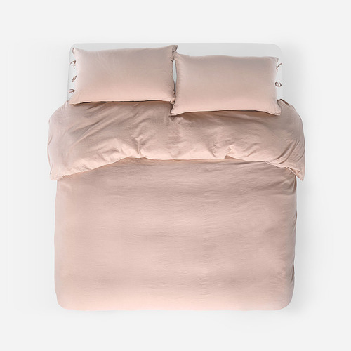 Funda Plumón Lino-algodón Pure Liso Rosa Nude Súper King