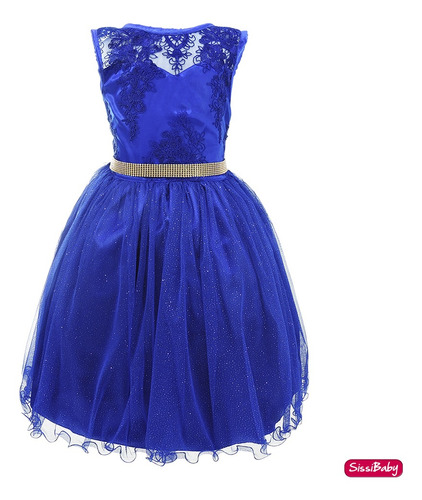 Vestido Infantil Juvenil Azul Royal Realeza Formatura Festa