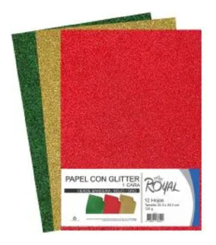 Papel Diamantado Glitter 24.5x34.5cm 120gms Combina 12hojas