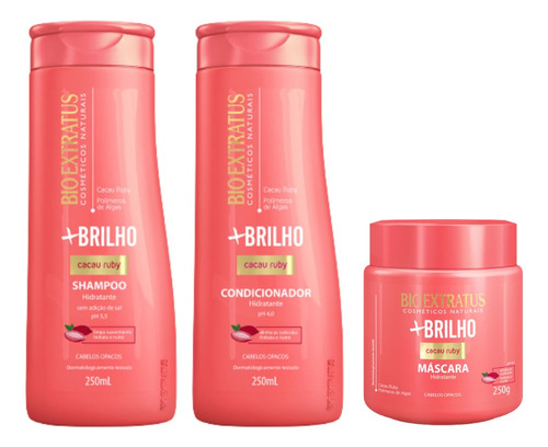 Kit 3 Produtos +brilho Bio Extratus - 250ml