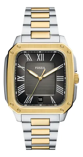 Relógio Fossil Masculino Bicolor de Aço Inoxidável com Calendário