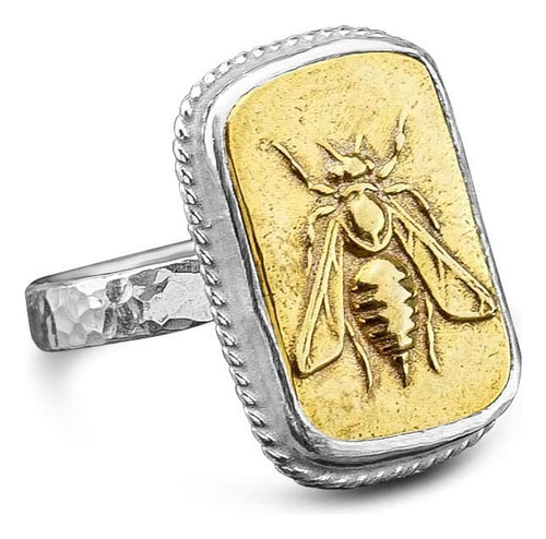 Anillo De   De Abeja 2 Tonos Plata Esterlina 925 K Arte...